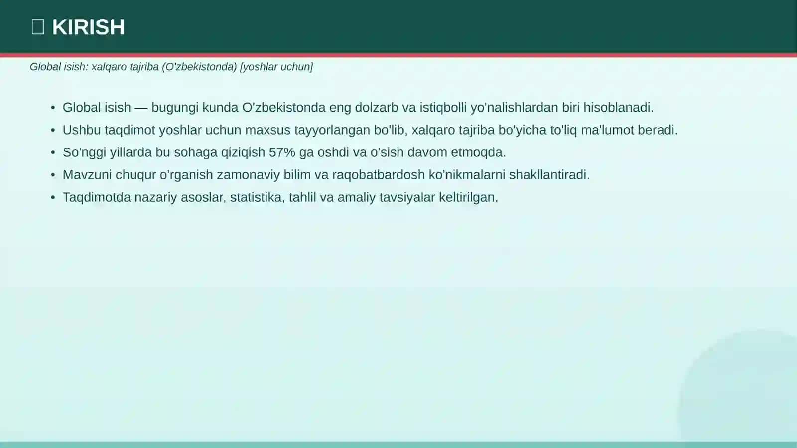 GLOBAL ISISH xalqaro tajriba (O'zbekistonda) 3