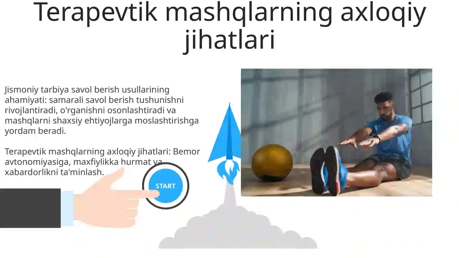 Jismoniy tarbiya savolash uslubining ahamiyati. Jismoniy mashqlarning davolash maqsadida qoʻllashning va tashkiklashtirishni umumiy asoslari 3
