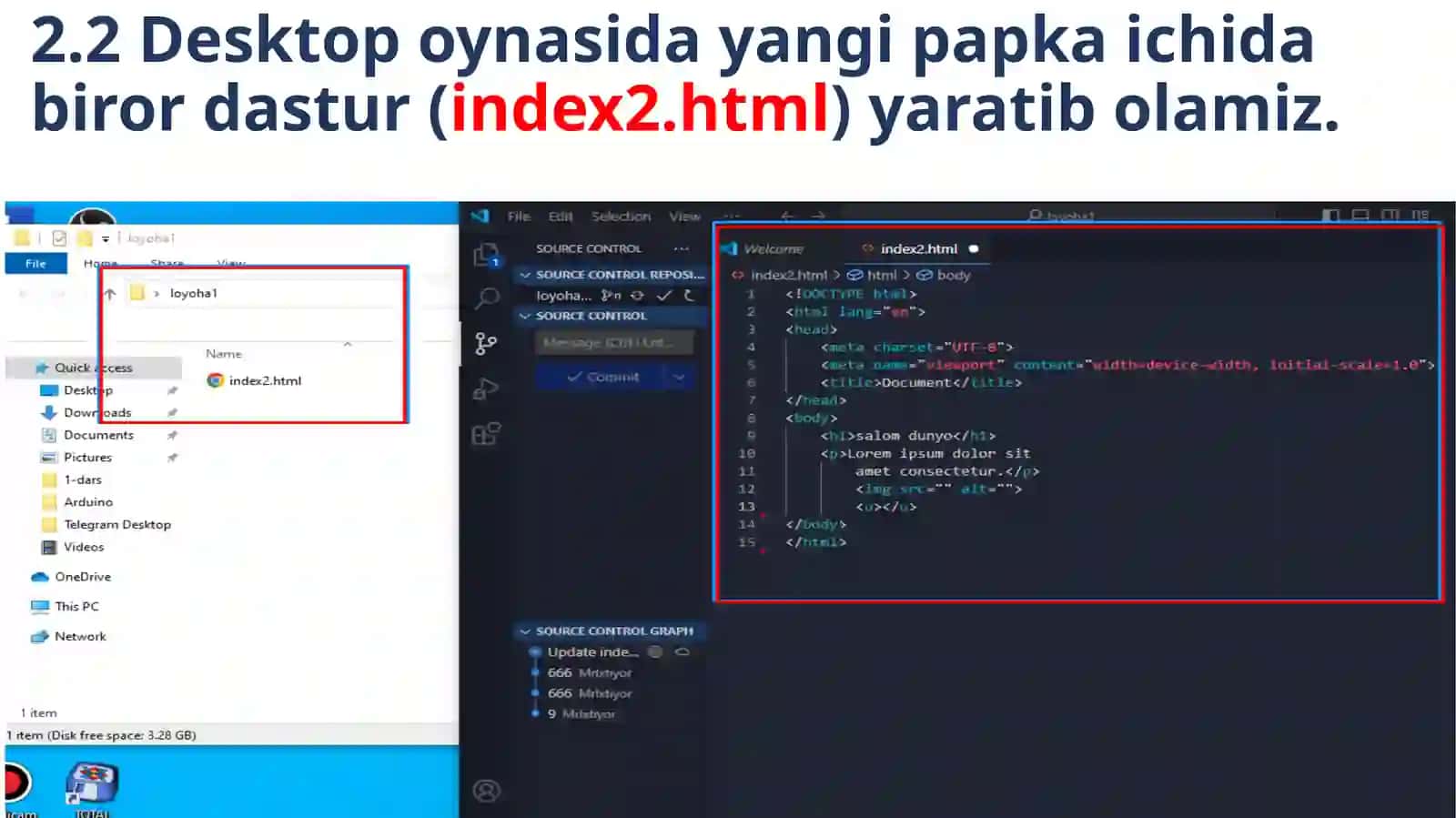 Git dasturiy ordamidagi GitHub platformasiga ma'lumot yuklash 3