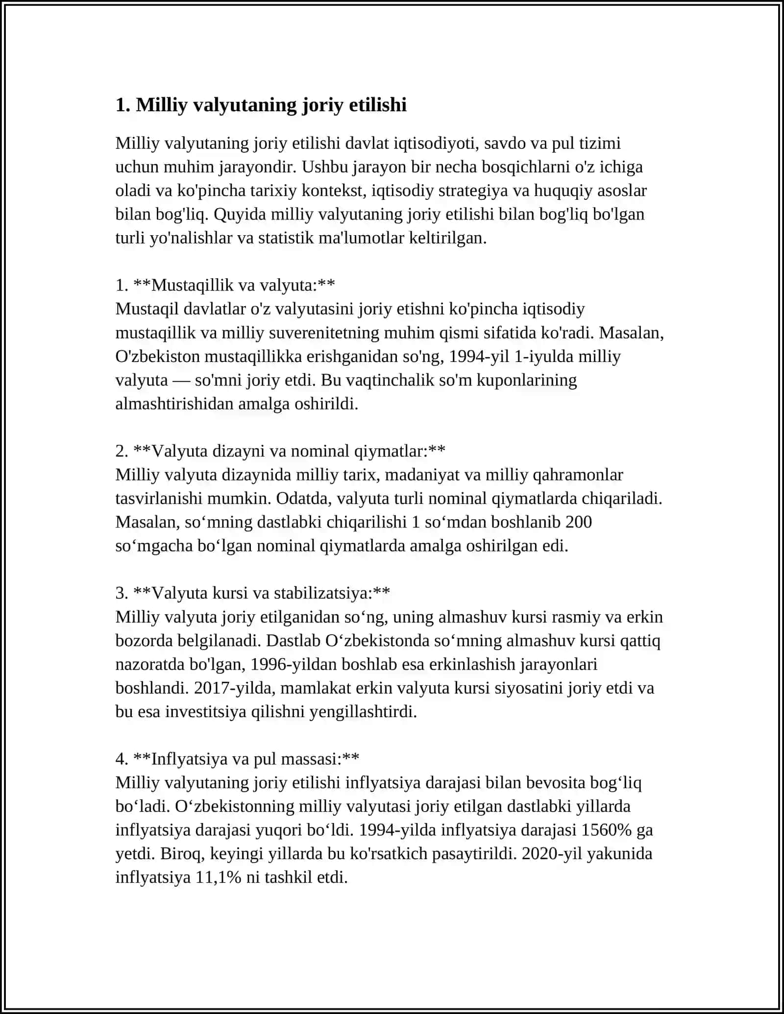 O‘ZBEKISTON RESPUBLIKASI MILLIY VALYUTASI VA UNING TA'SIS ETILISHI 3