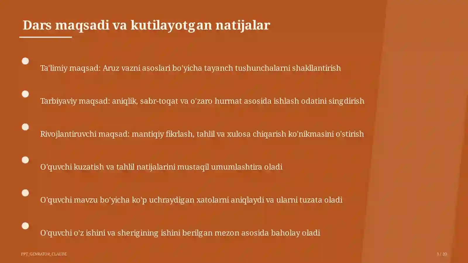 Aruz vazni asoslari (9-sinf) 3