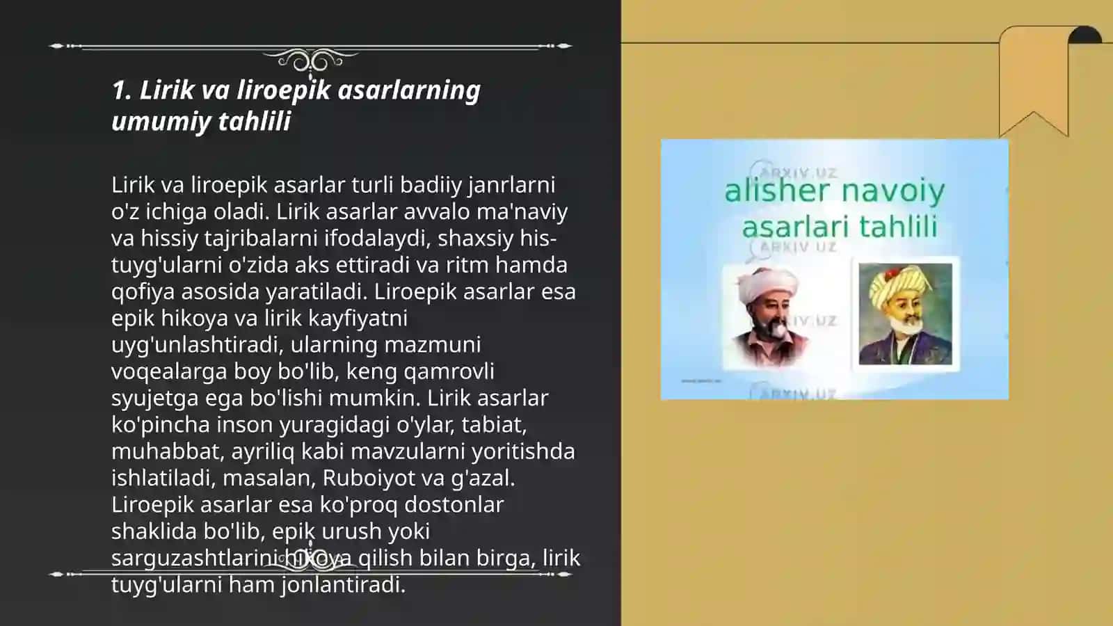 Lirik va liroepik turdagi asarlar tahlili 3