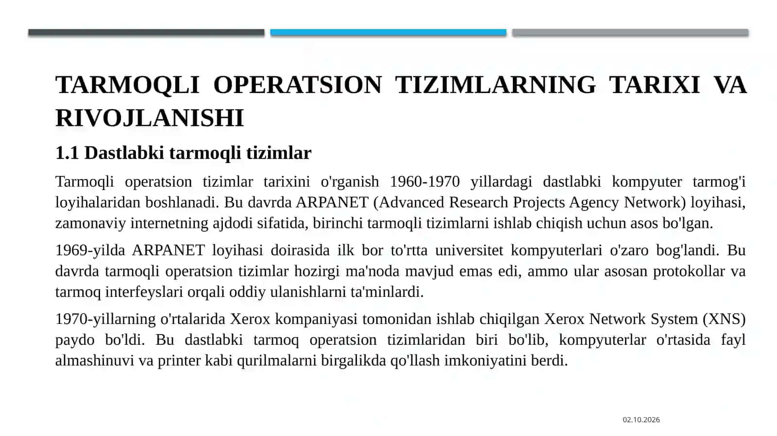 Tarmoqli operatsion tizimlar va ularning xususiyatlari 3