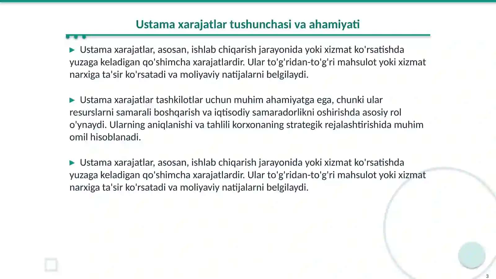 Ustama xarajatlar 3