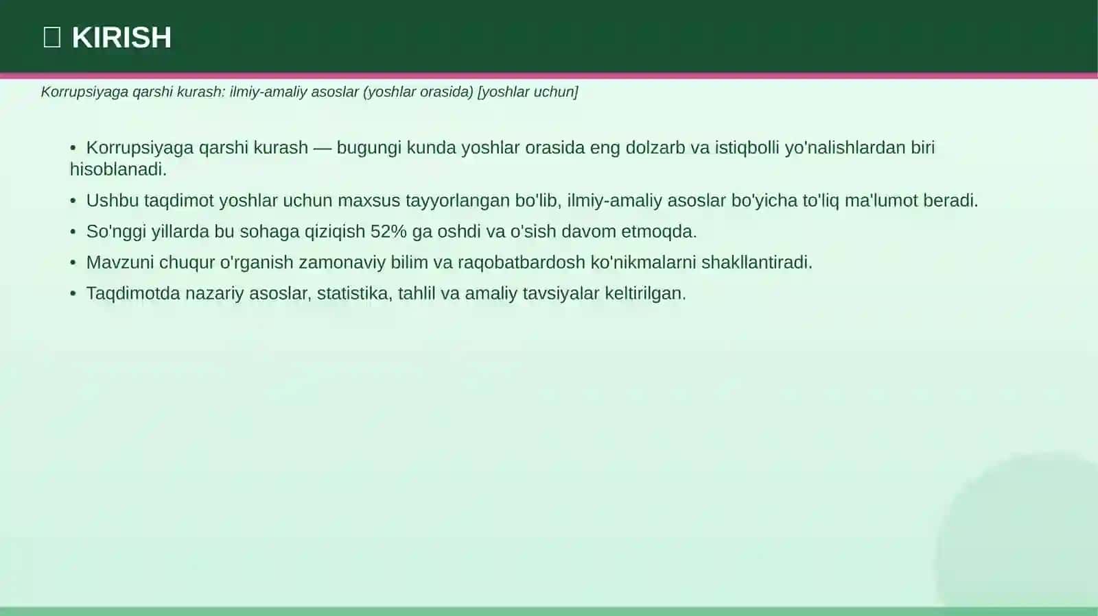 Korrupsiyaga qarshi kurash: ilmiy-amaliy asoslar (yoshlar orasida) [yoshlar uchun] 3