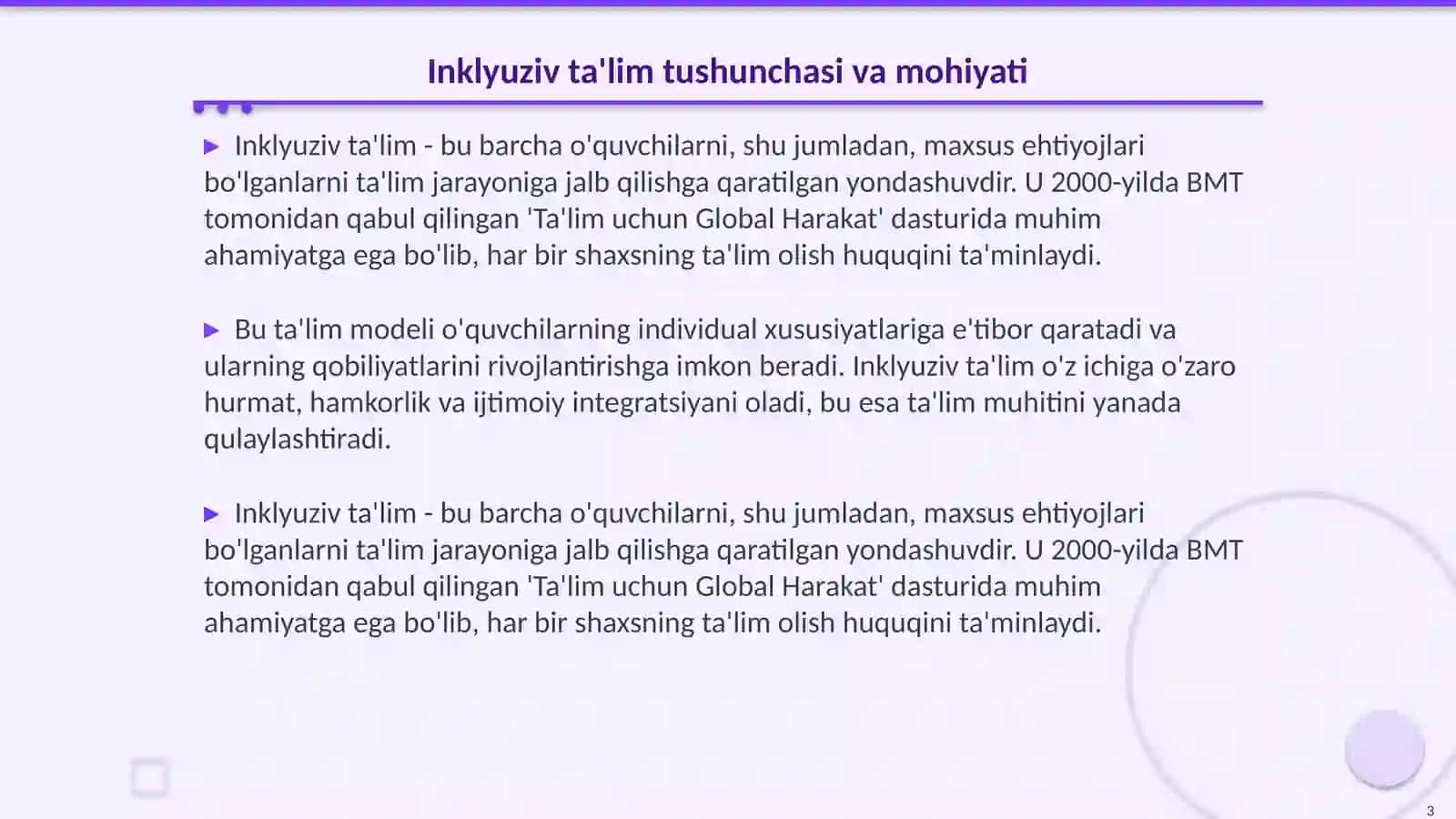 Inklyuziv ta'limning psixologik pedagogik va tashkiliy shartlari 3