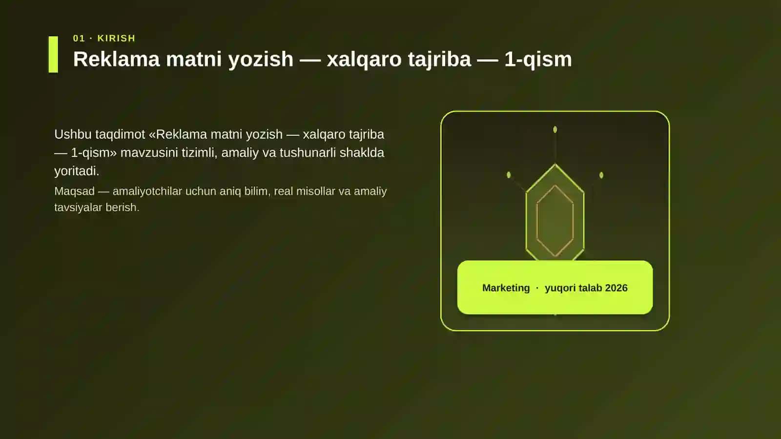 Reklama matni yozish — xalqaro tajriba — 1-qism 3