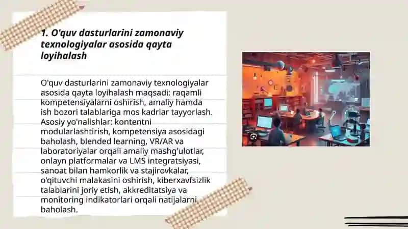 Zamonaviy texnologiyalarni joriy qilish orqali jahon standartlariga mos keladigan mutaxassislarni tayyorlash 3