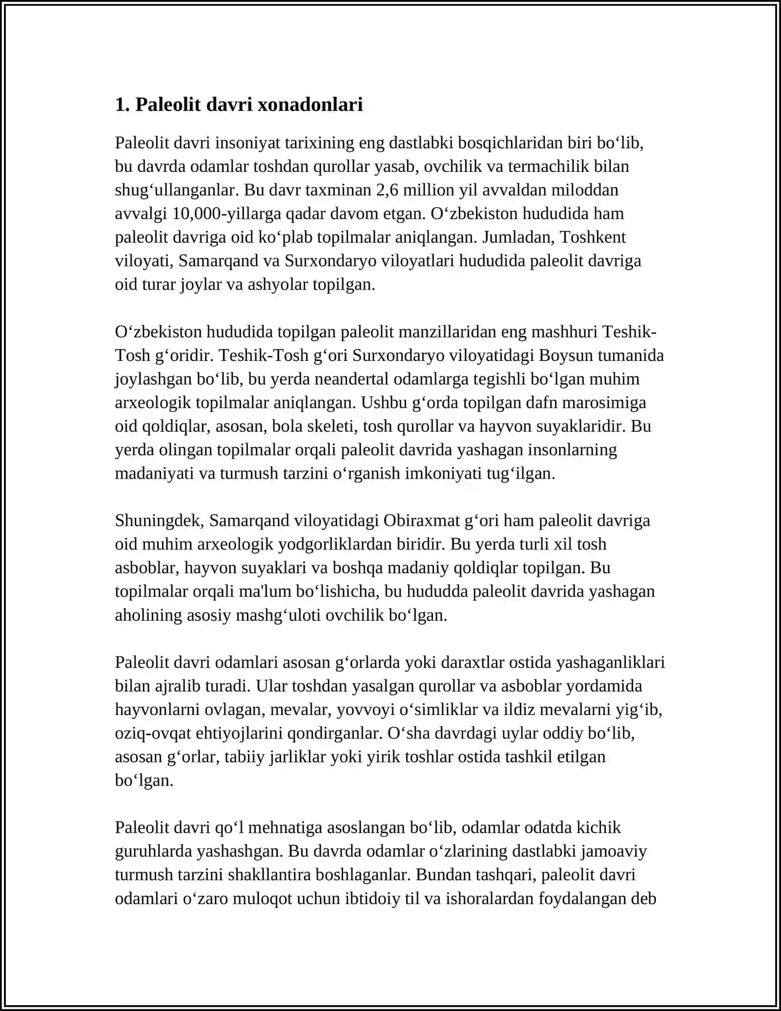 POLEOLIT DAVRIARXEOLOGIK XÔJALIGI VA MODDIY MADANIYATI 3