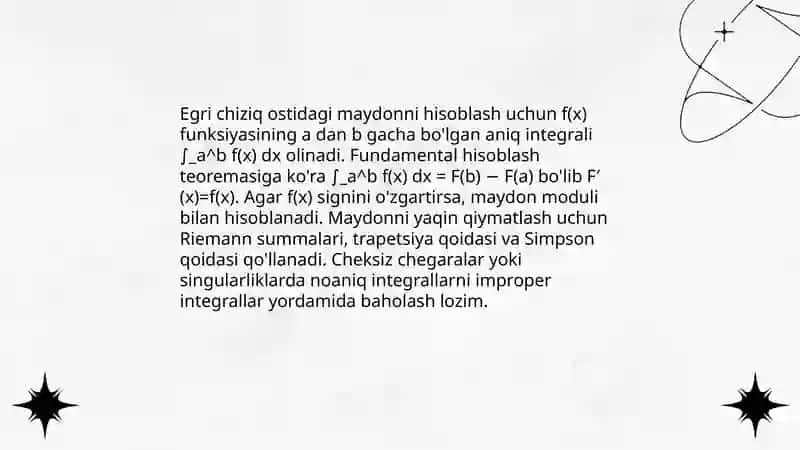 Integral hisobning tatbiqlariga oid topshiriqlar bajarish 3
