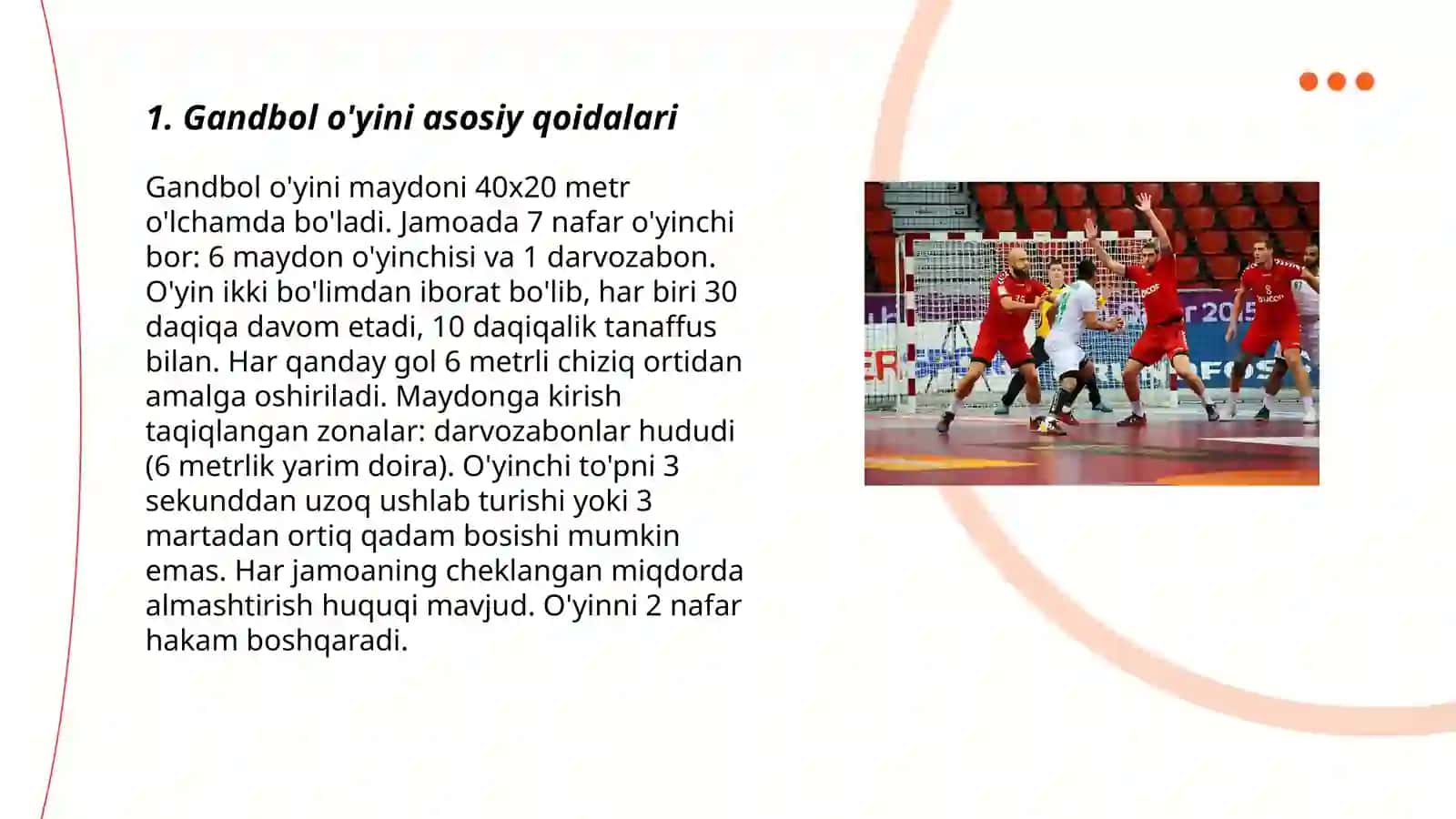 Gandbol oʻyini texnikasi va tavsifi 3