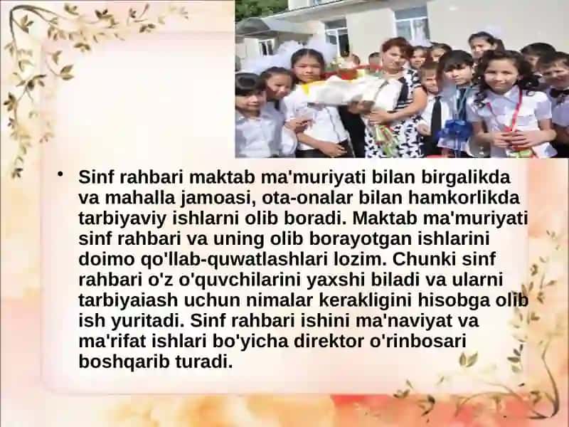 Sinf Rahbarining Vazifalari 3