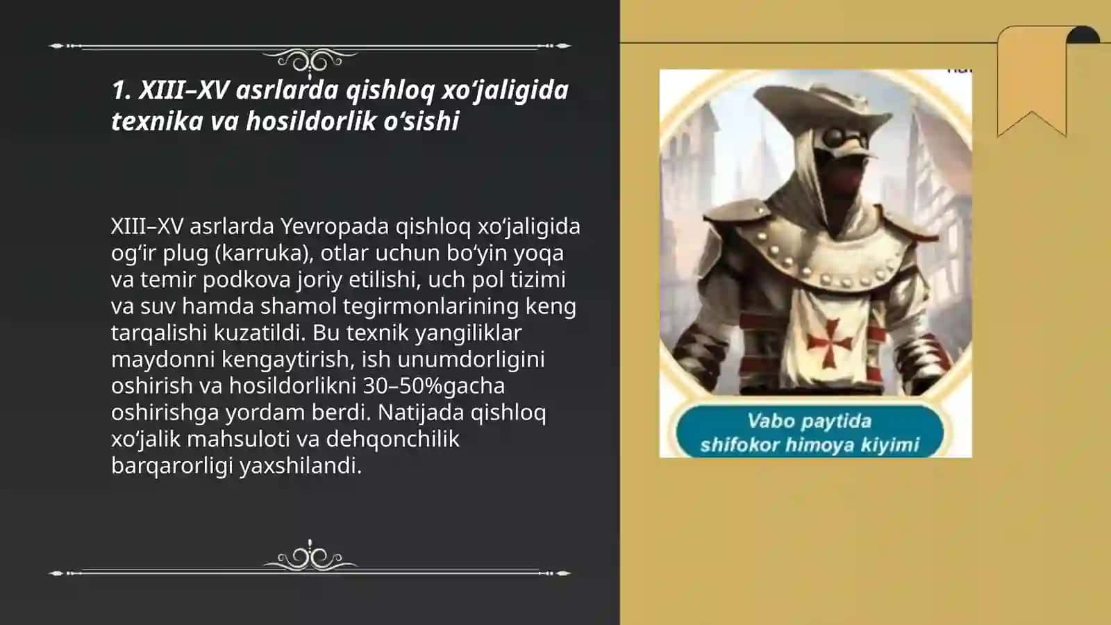 XIII–XV asrlarda qishloq xo‘jaligida texnika va hosildorlik o‘sishi 3