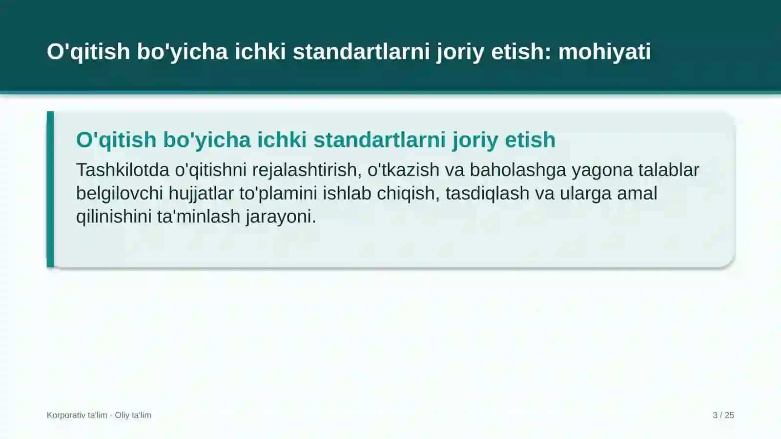 dorixonalarda o'qitish sohasidagi ichki standartlarni joriy etish 5823 3