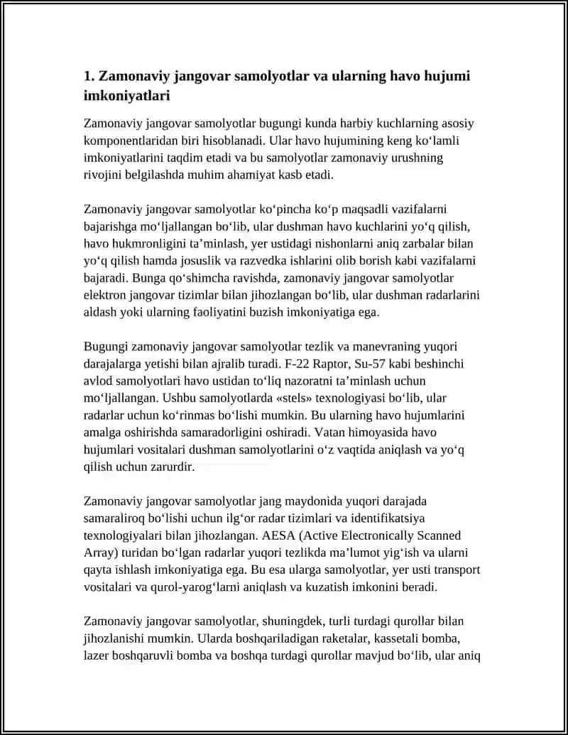 Zamonaviy jangovar samolyotlar va ularning havo hujumi imkoniyatlari 3