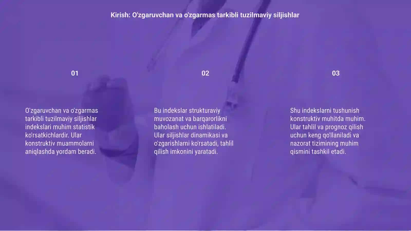 O'zgaruvchan va o'zgarmas tarkibli tuzilmaviy (strukturaviy) siljishlar indekslari 3