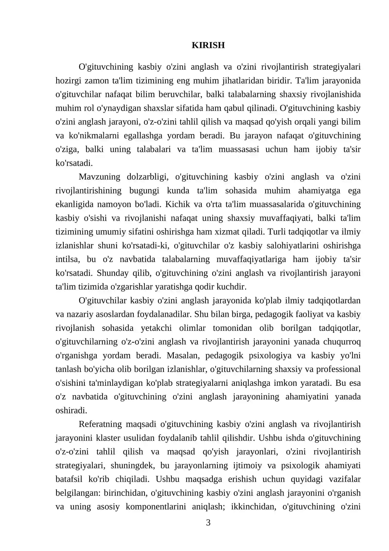 O'gituvchining kasbiy o'zini anglash va o'zini rivojlantirish strategiyalari 3