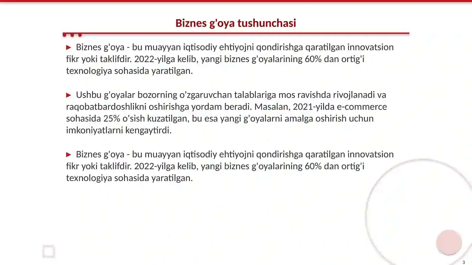 Biznes g'oya va uni taqdimot qilish 3