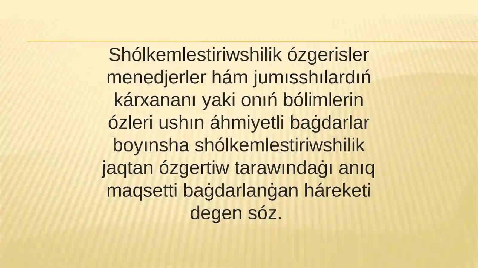 Shólkemlestiriwshilik hÁm innovaciyalÍq Ózgerisler jaǴdayÍndaǴÍ SHMX 3