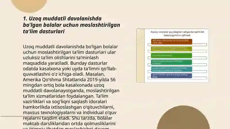 Uzoq muddatli davolanishda bo'lgan bolalar uchun moslashtirilgan ta'lim dasturlari 3