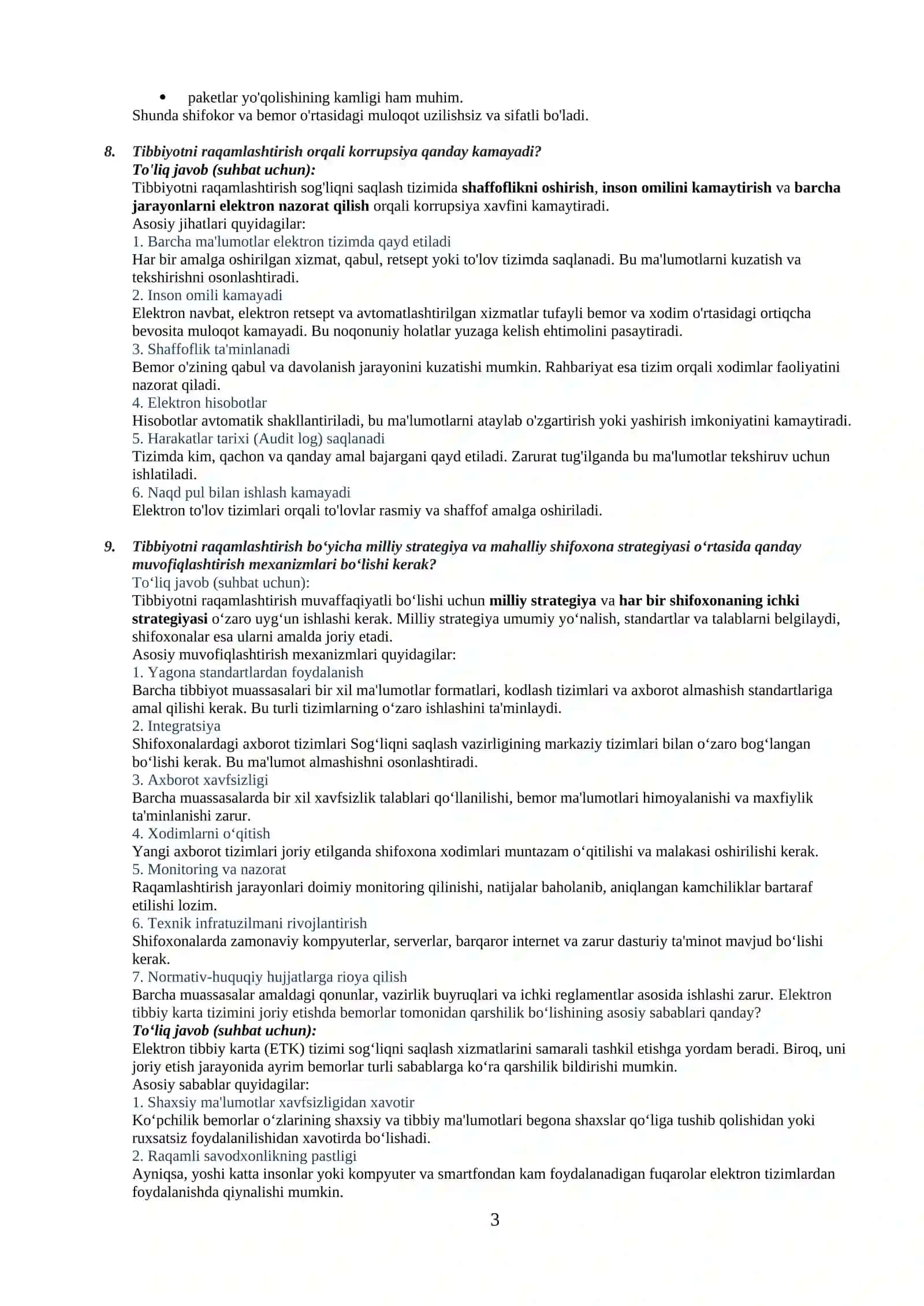Raqamli sog'liqni saqlashga ishga kiruvchilar uchun 3