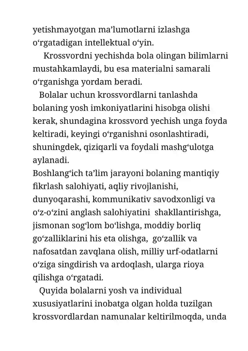Boshlang’ich sinflarda Matematik krossvordlarni yaratish va yechish metodikasi 3
