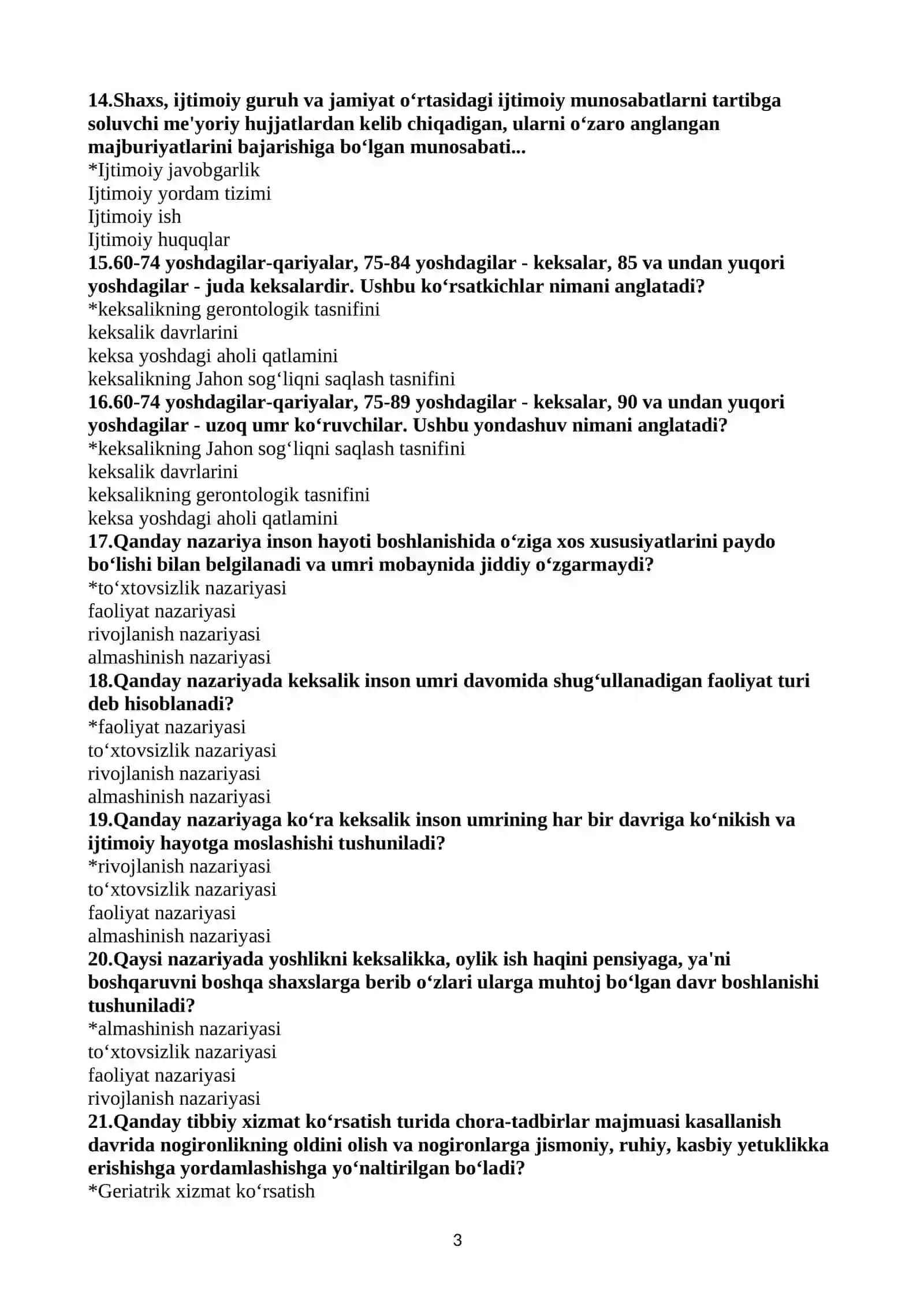 Ijtimoiy ishning tamoyili fanidan 2-semestr uchun yakuniy nazorat savollari 3