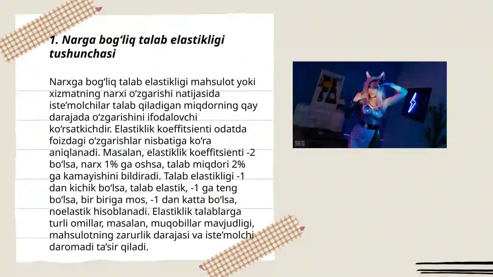 Narga bogʻliq talab elastikligi 3