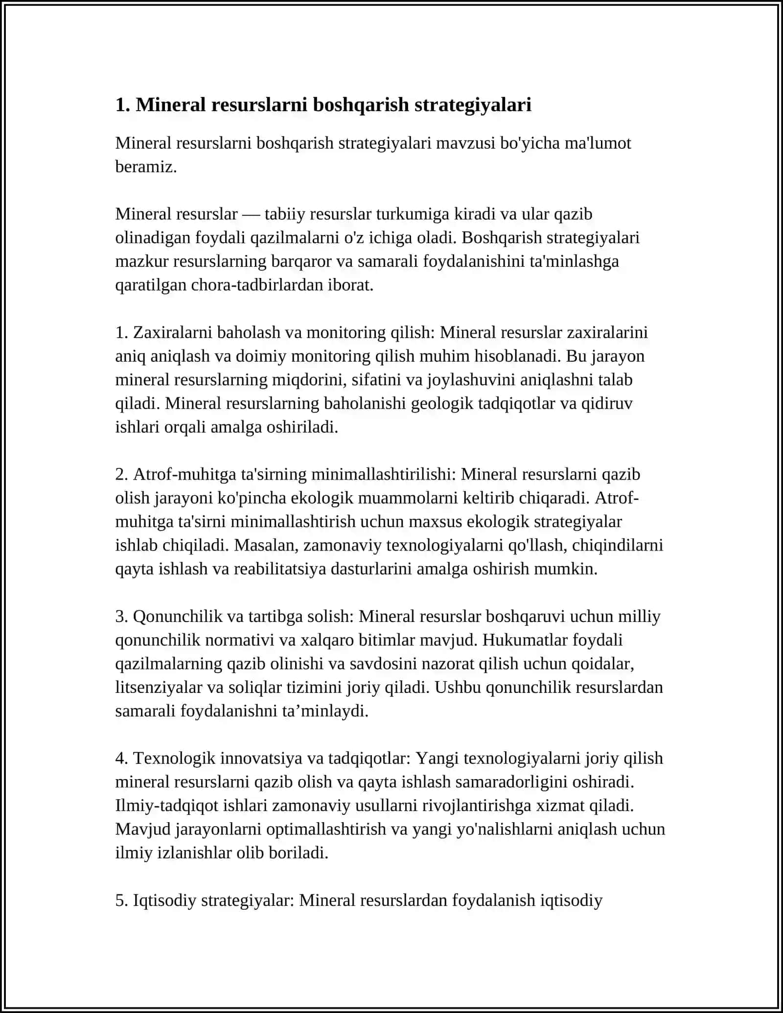 MINERAL RESURSLARNI OPTIMALLASHTIRISH VA ULARDAN FOYDALANISH 3