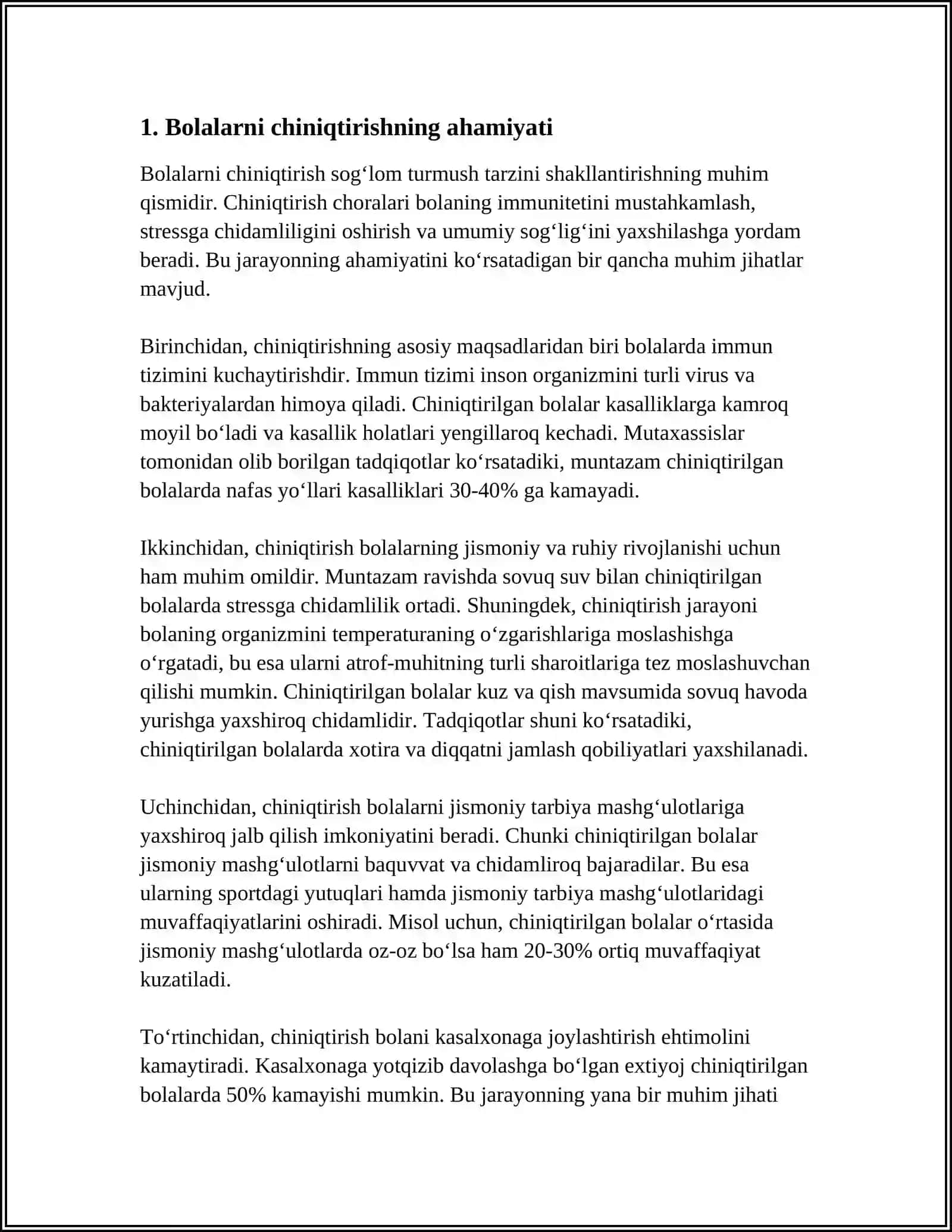 Bolalarni chiniqtirish to'g'risida tushuncha 3