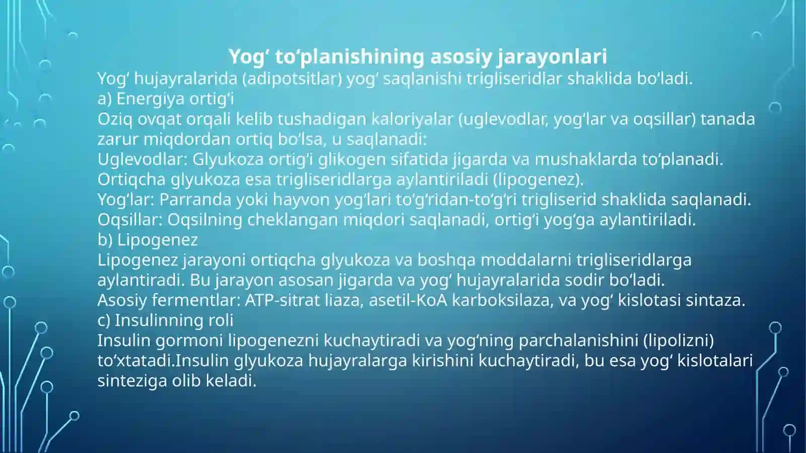 Yog’ bosish, semirish 3