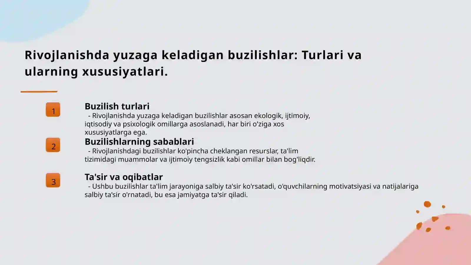 Rivojlanishda yuzaga keladigan buzilishlar xarekteristikasi 3