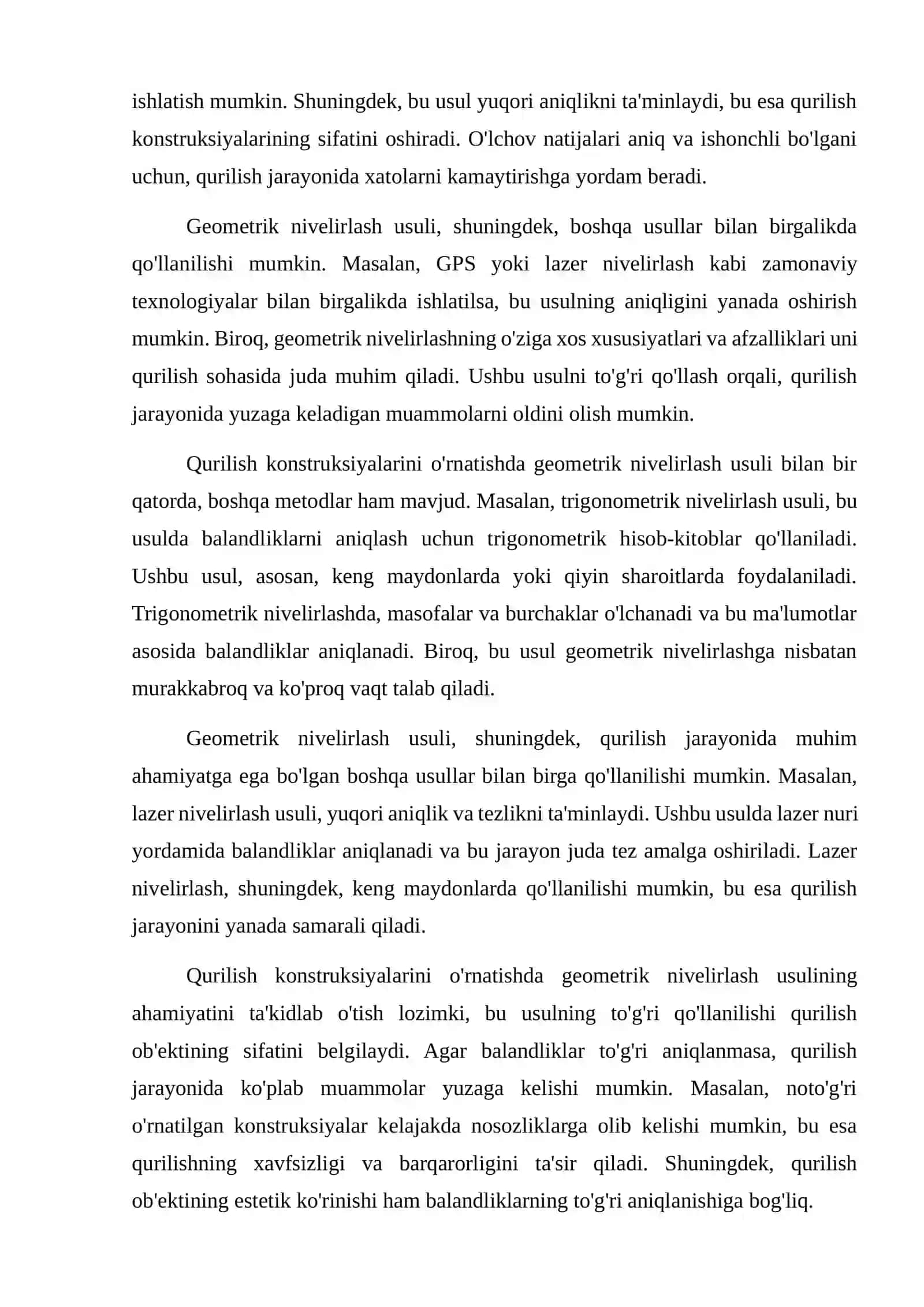 Qurilish konstruksiyalarini balandlik bo'yicha o'rnatish geometrik nivelirlash usuli 3