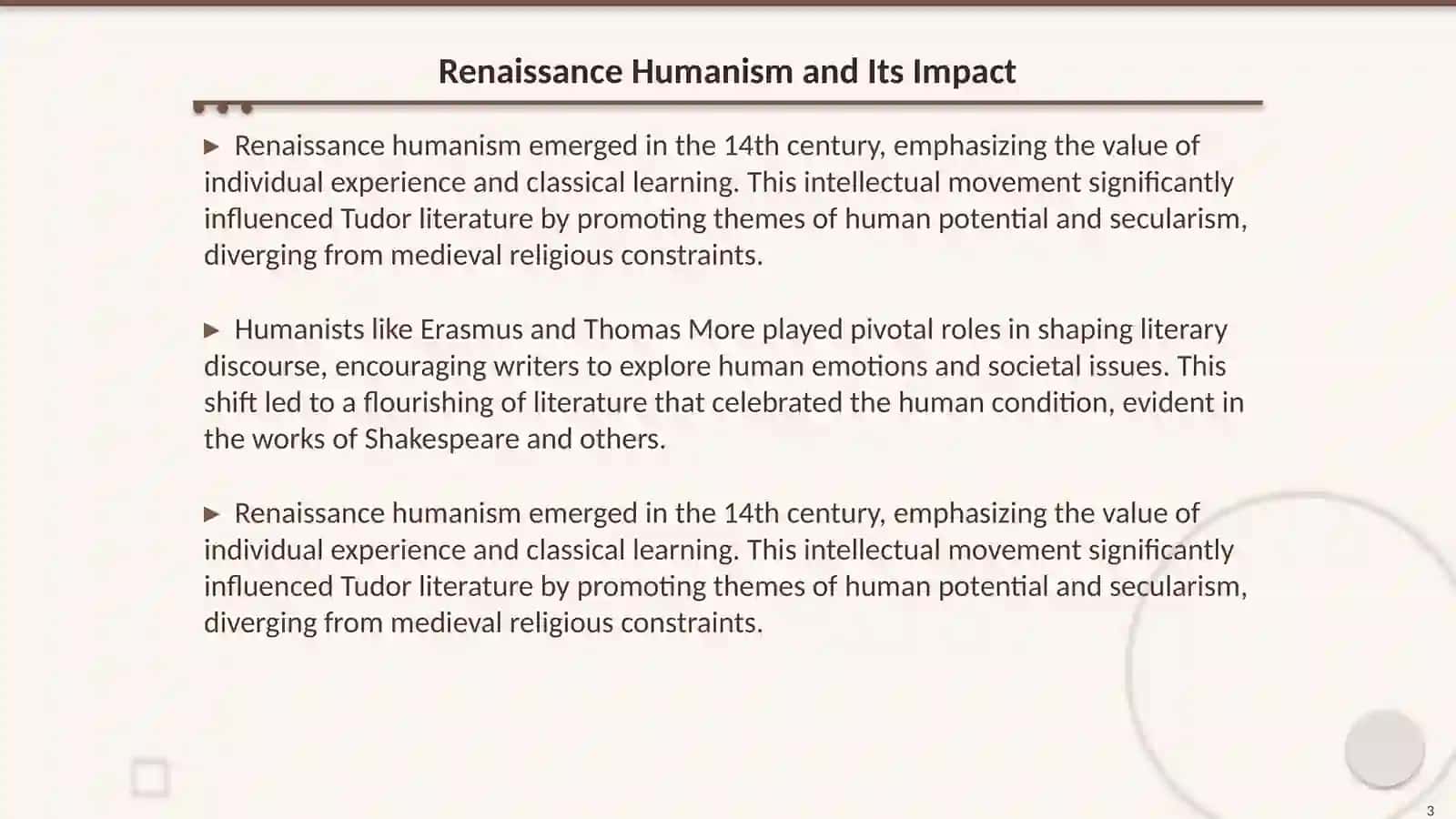 Tudor Literature and the Renaissance 3