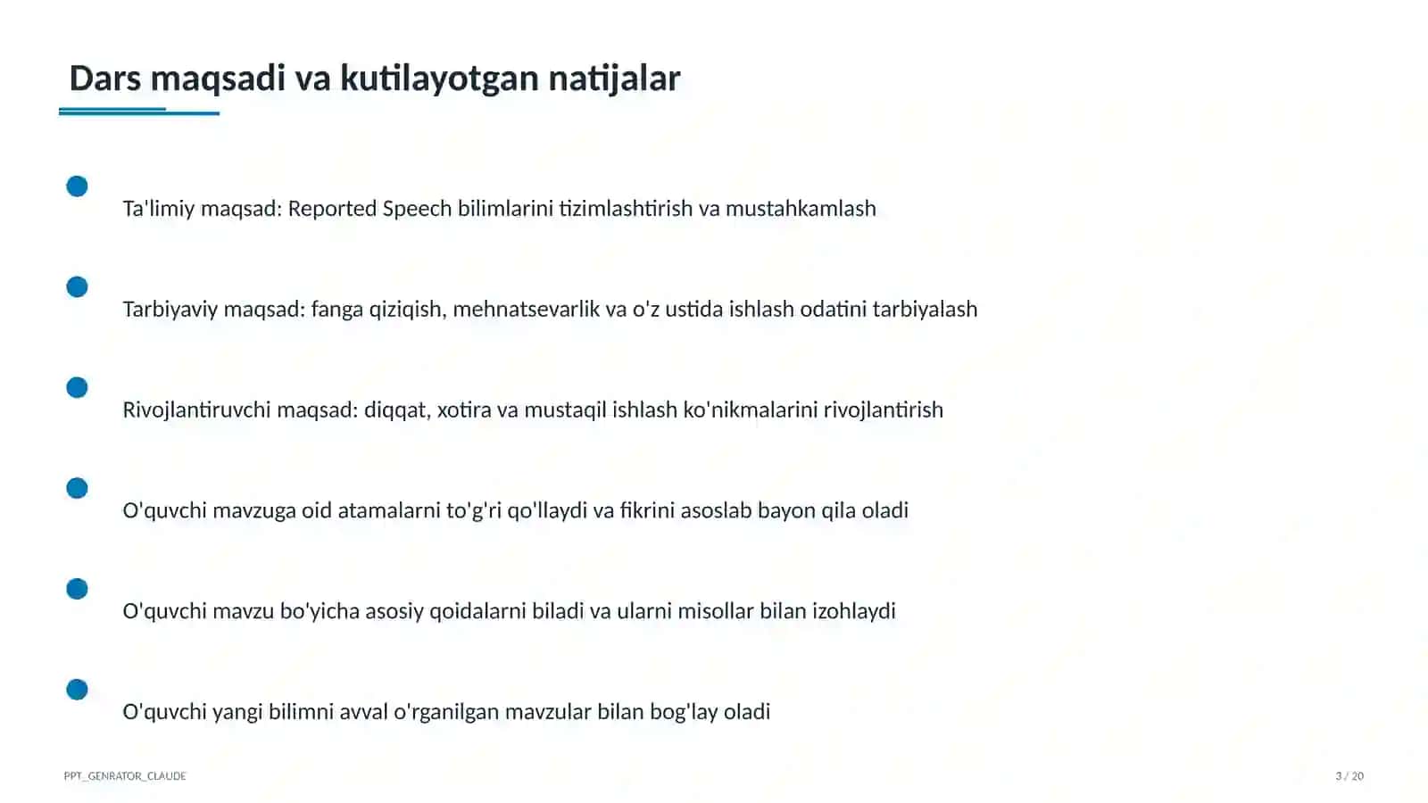 Reported Speech (9-sinf) 3