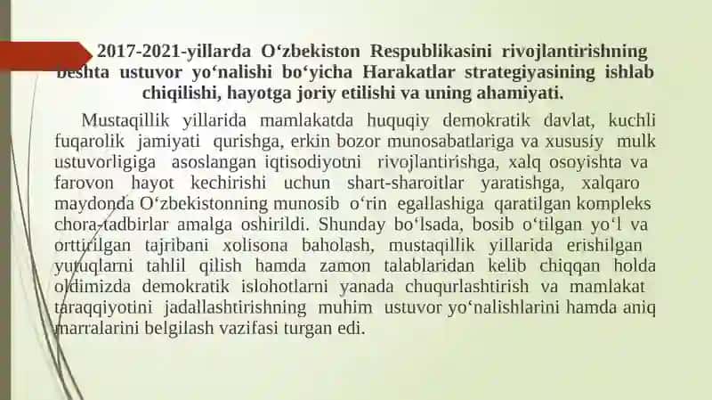 Yangi O‘zbekistonda Amalga Oshirilayotgan Ishlohtlar Tayanch So‘zlar 3
