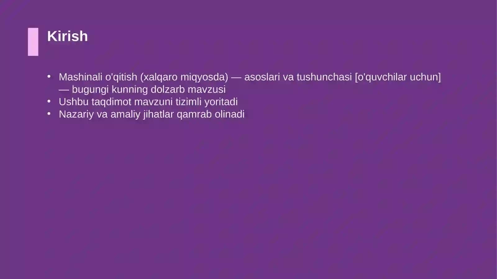 Mashinali o'qitish (xalqaro miqyosda) — asoslari va tushunchasi [o'quvchilar uchun] 3