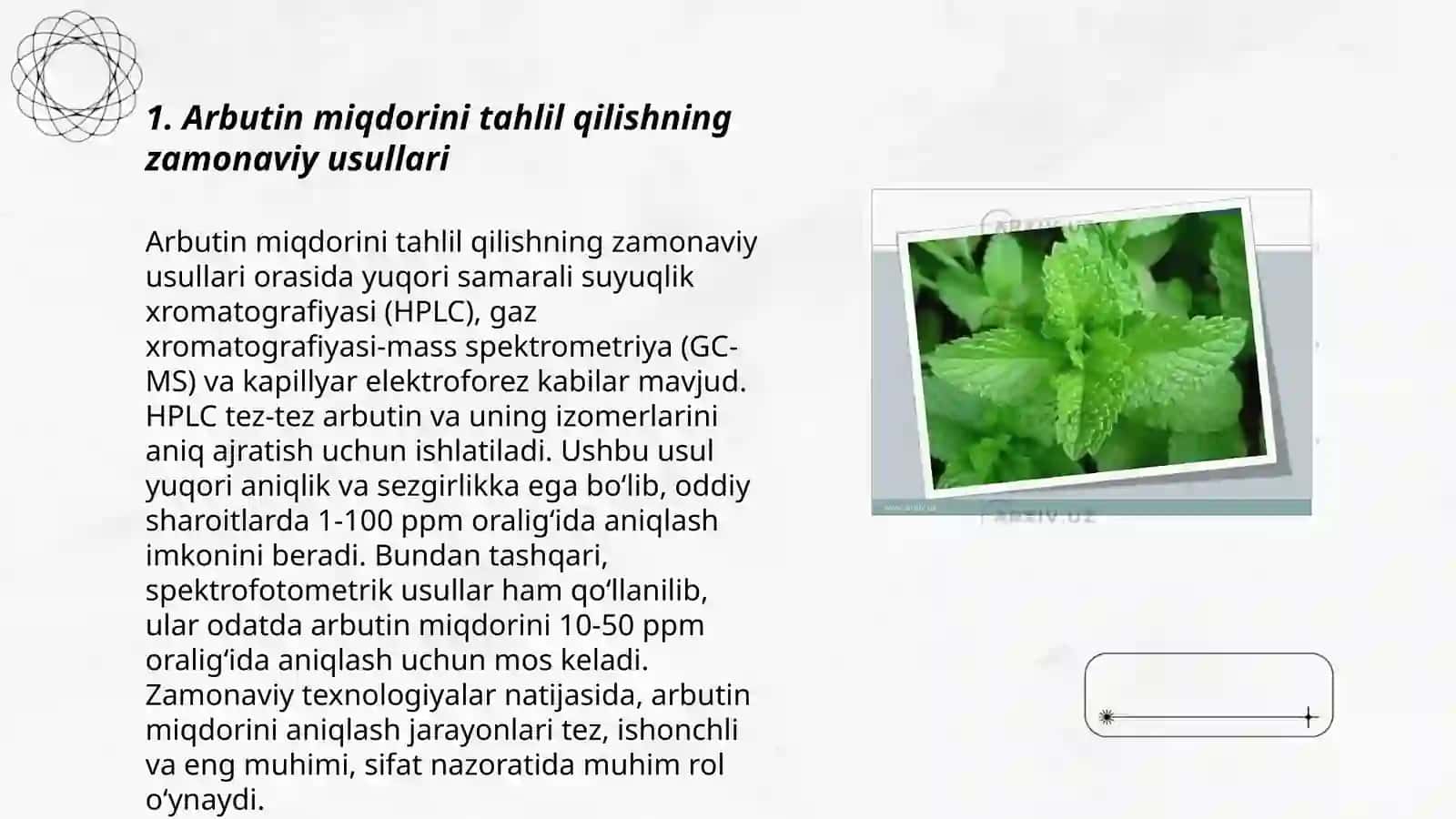 Arbutin miqdorini tahlil qilishning zamonaviy usullari 3