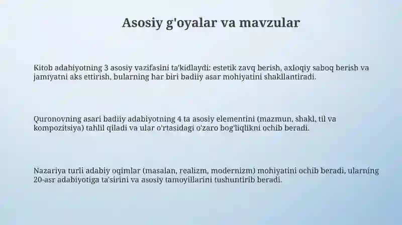 Dilmurod Quronovning "Adabiyot nazariyasi" kitobi haqida 3