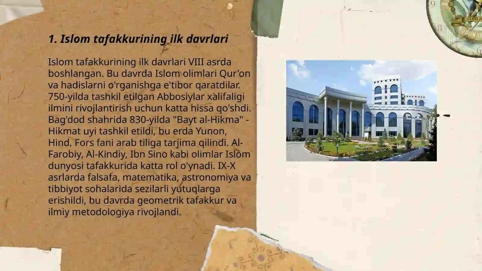 Islom taffakkuri va madaniyatining shakllanish bosqichlari 3