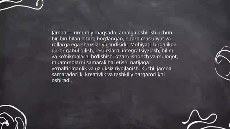 Jamoa tashkil etish metodikasi 3
