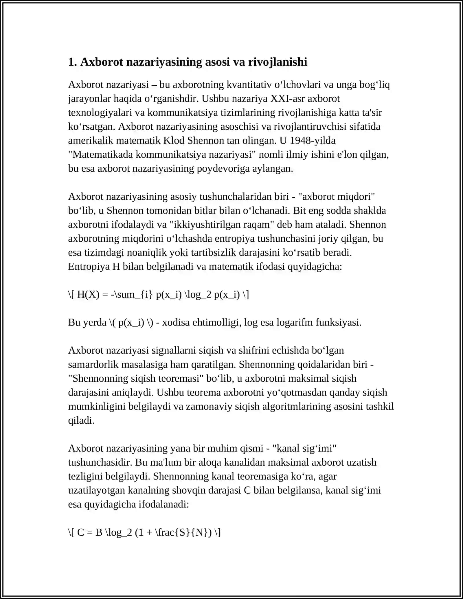 ZAMONAVIY AXBOROT INFRATUZILMASIDA AXBOROT VA KODLASH NAZARIYASINI OʻRNI VA AHAMIYATI 3
