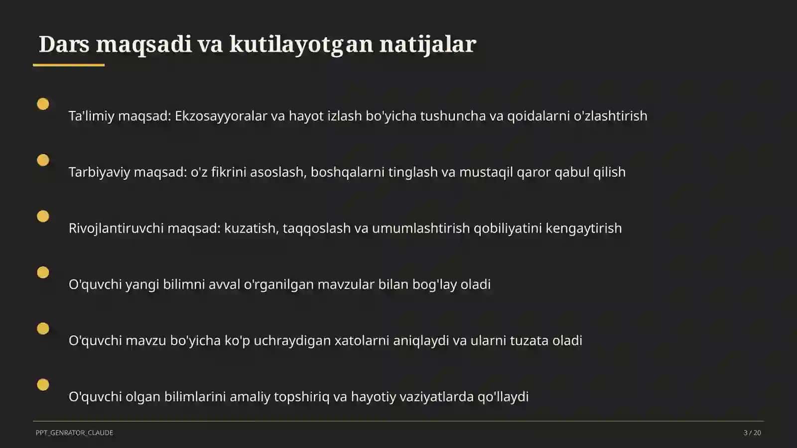 Ekzosayyoralar va hayot izlash (11-sinf) 3