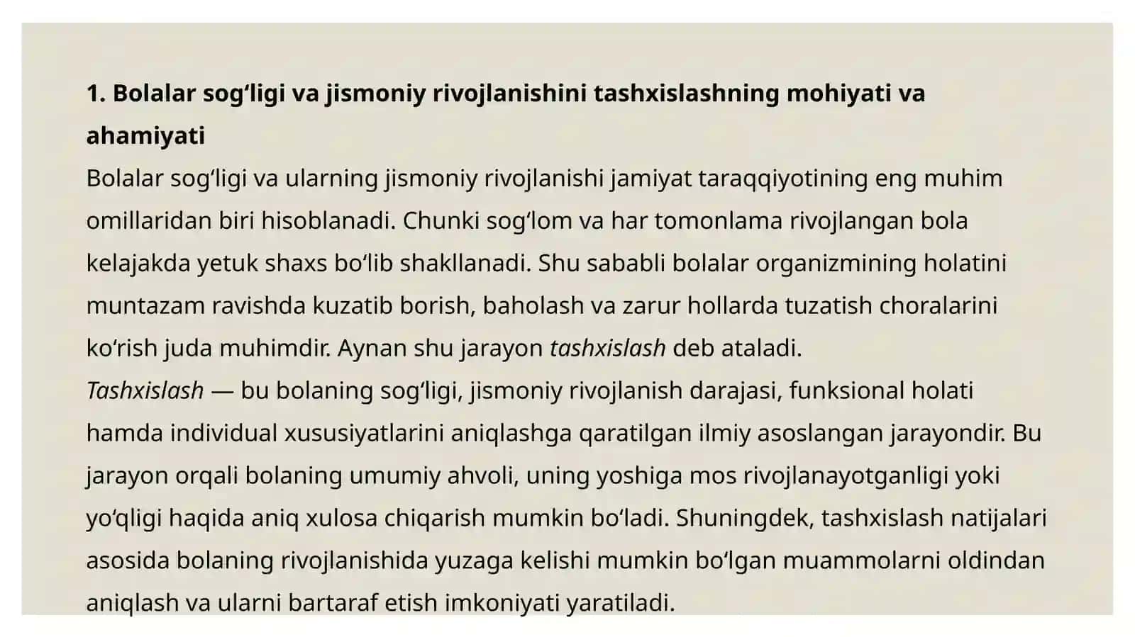Bolalarning sog‘ligi va jismoniy rivojlanganligi holatini tashxislash 3