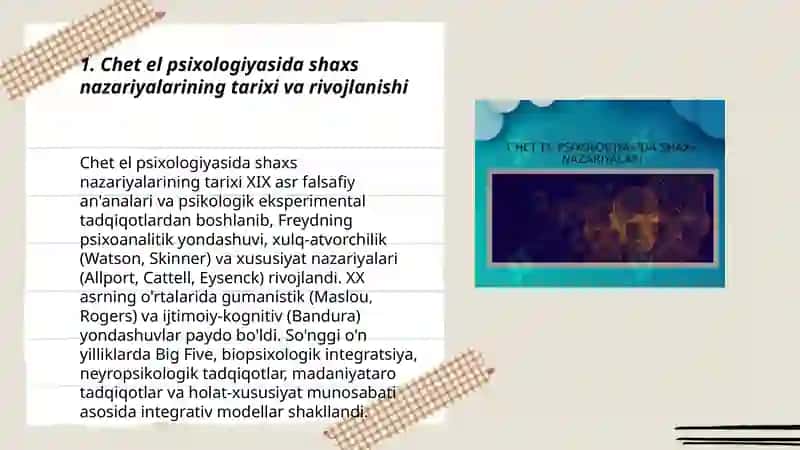 Chet el psixologiyasida shaxs nazariyalari 3