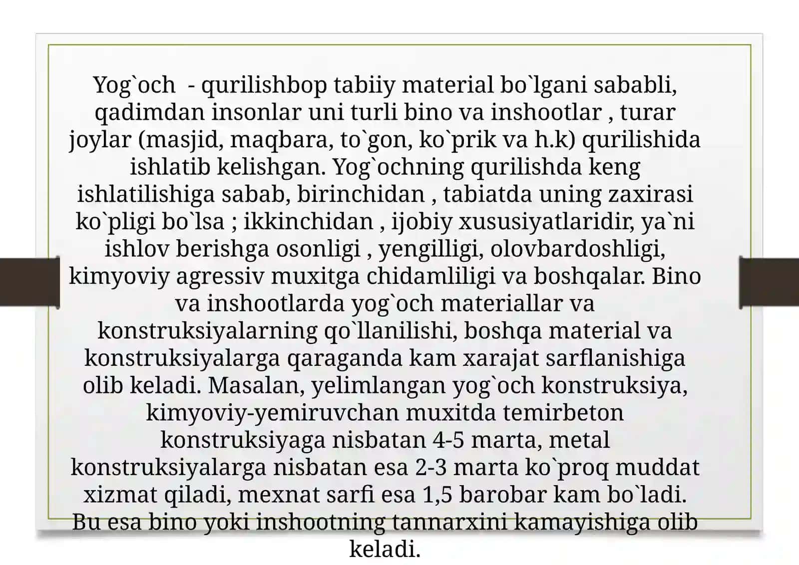Yangi yog`och konstruksiyalarini o`rganish 3