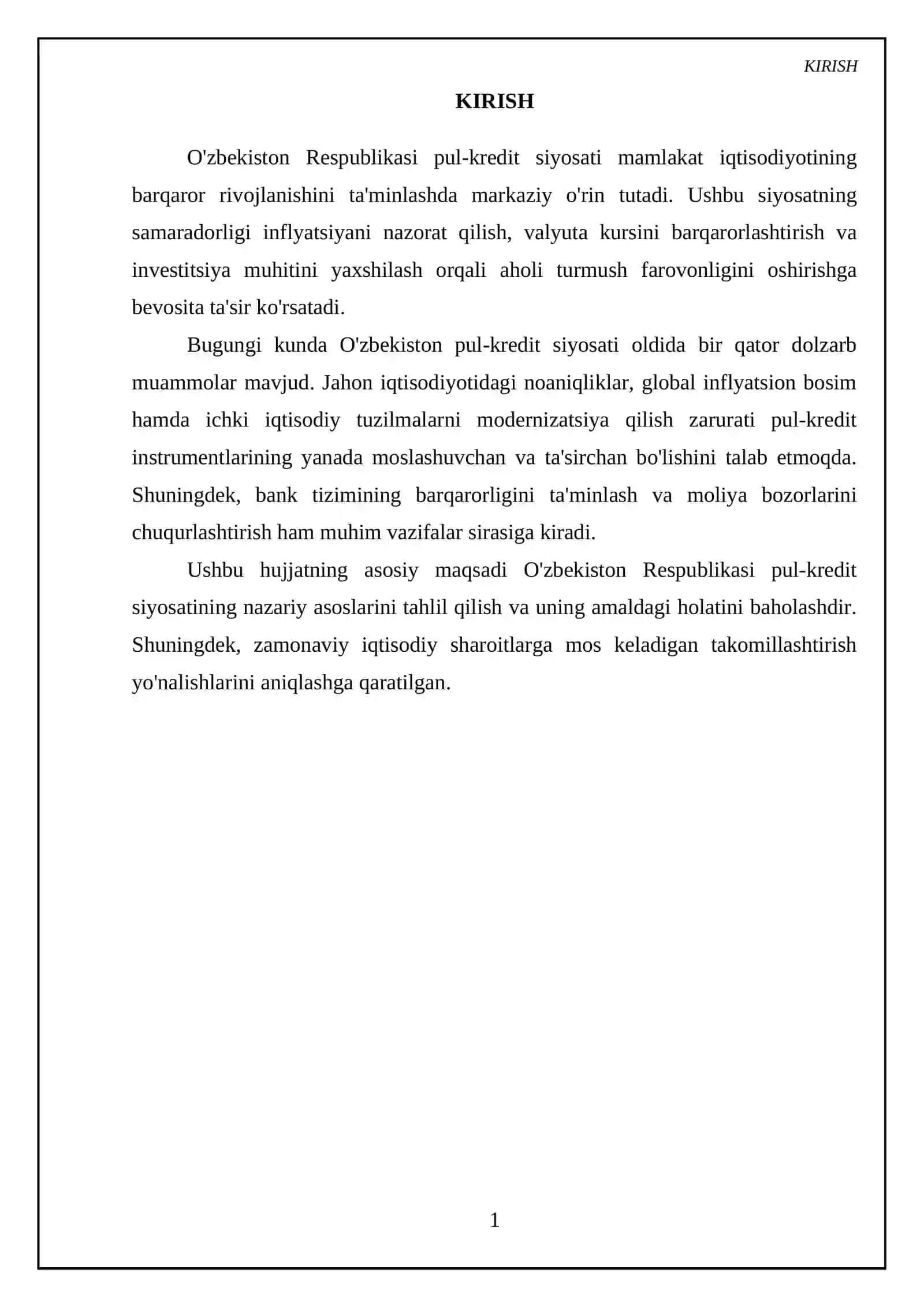O'zbekiston Respublikasi pul kredit siyosati 3