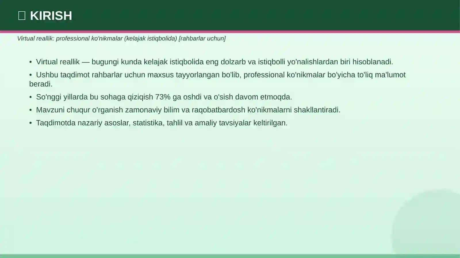 Virtual reallik: professional ko'nikmalar (kelajak istiqbolida) [rahbarlar uchun] 3