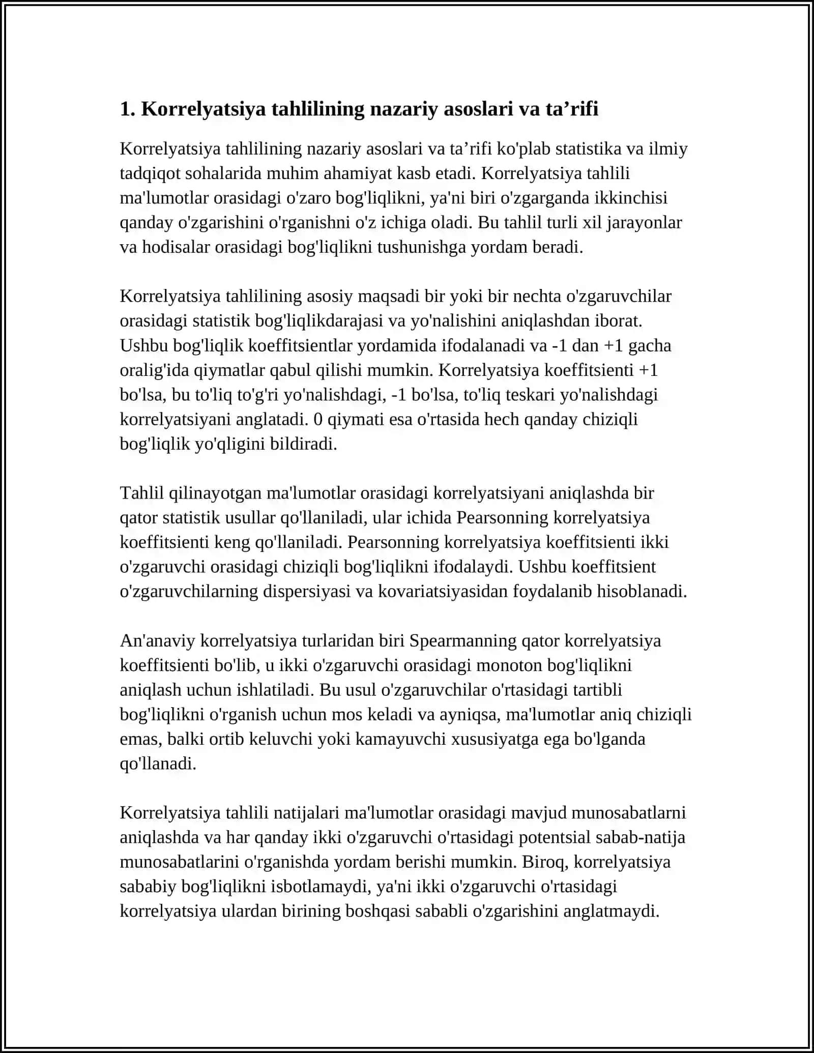 KORRELYATSIYA TAHLILI ISHONCHLILIK VA VALIDLIKNI ANIQLASH USULLARIDAN BIRI SIFATIDA 3