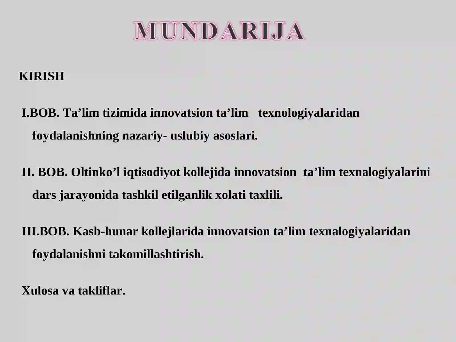 Kasb-hunar kollejlari dars jarayonlarida innovatsion ta’lim texnalogiyalaridan samarali foydalanish 3